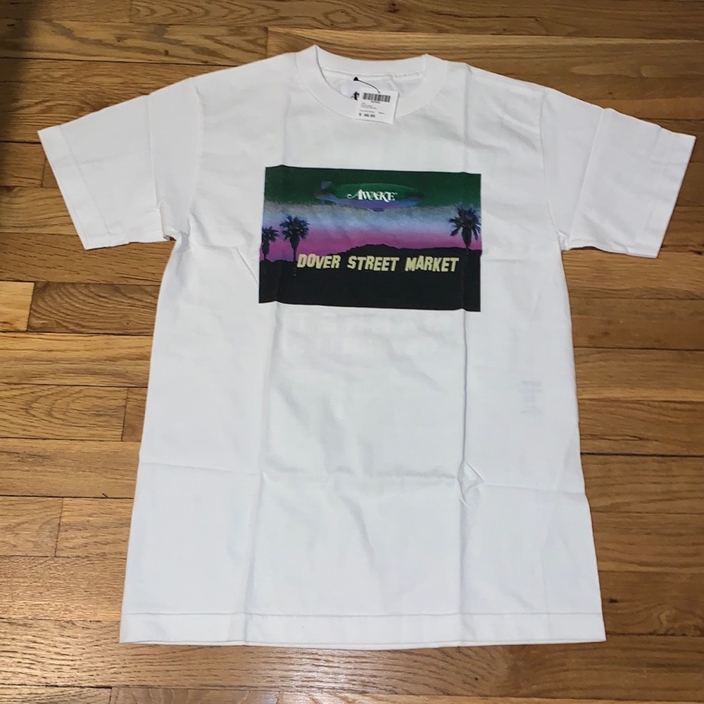NWT Awake x Dover Street Market Wave Logo White Tee, Small